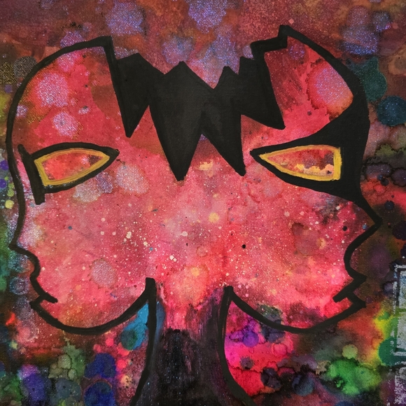 HANDCRAFTED Abstract Alien Painting HANDMADE & HANDPAINTED Wall Art Decor 15x30 - Picture 13 of 17